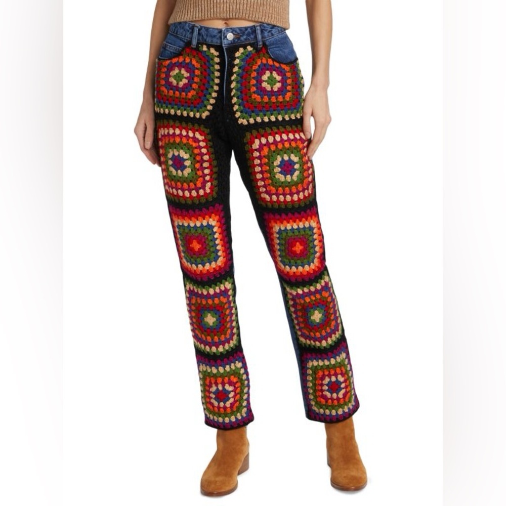 FARM RIO CROCHET DENIM JEANS (M)